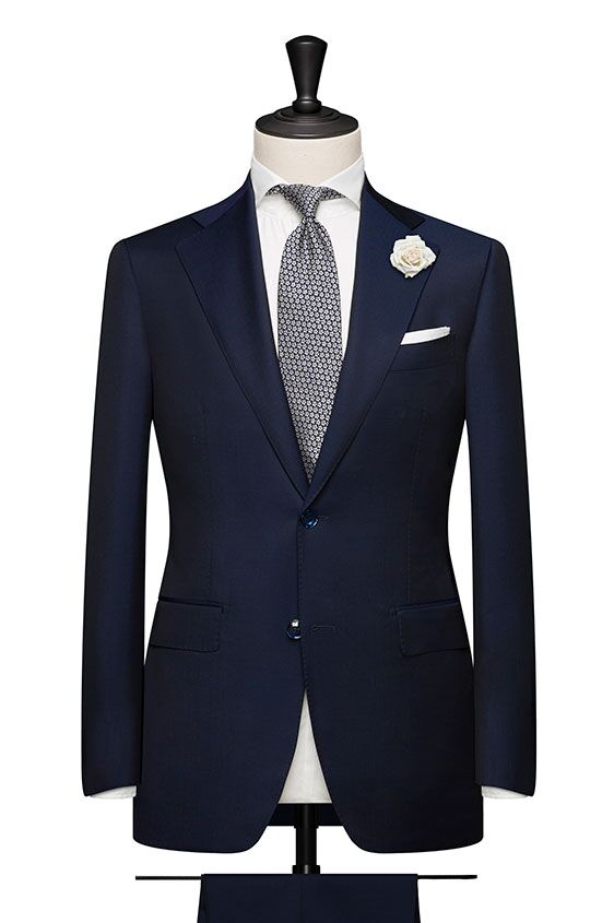 Custom Wedding Suit | Dark Blue Twill Wool-Mohair Wedding Suit for Men