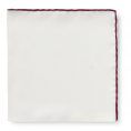 White silk – wine red edge pocket square